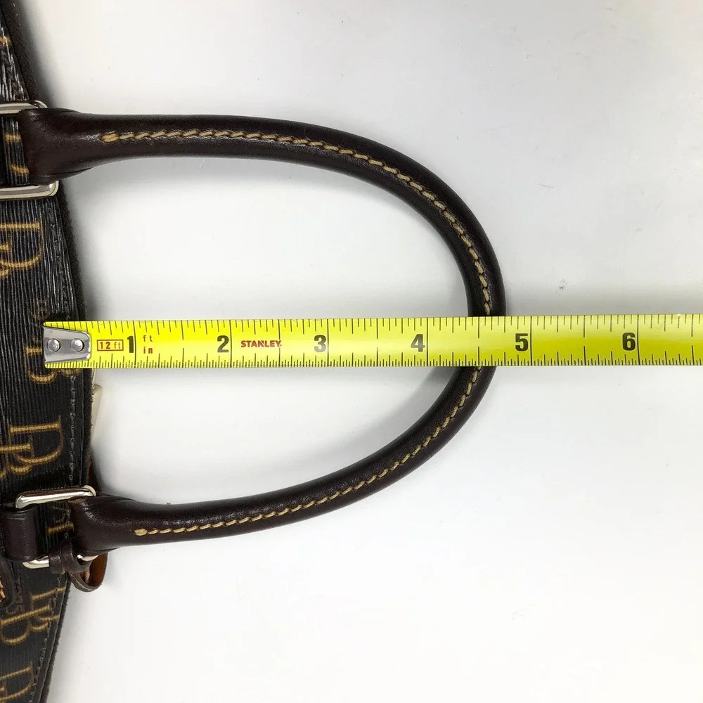 Dooney & Bourke Gretta Monogram Satchel Florentine Vacchetta Leather Brown Bag